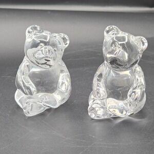 PAIR‎ of Princess House Bear Figurines Paperweights 24% Lead Crystal Germany
